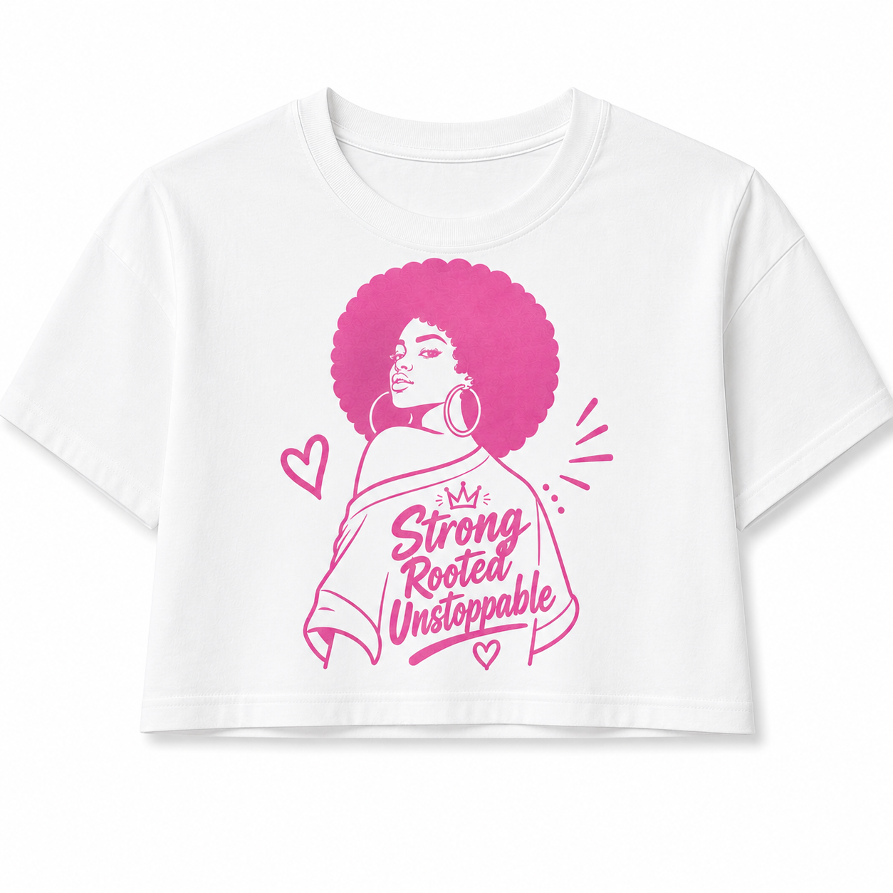 Strong Rooted Unstoppable Cropped Graphic T-Shirt – Women's Empowerment Crop Tee