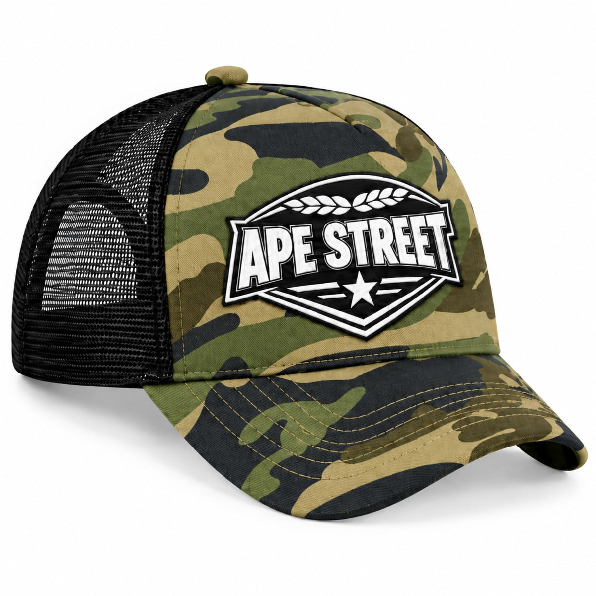 Ape Street green camo trucker cap