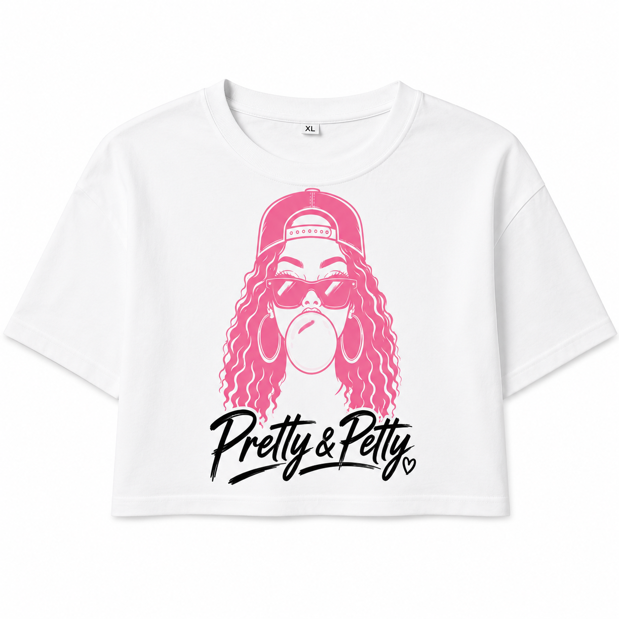 Pretty & Petty Women's Cropped Graphic T-Shirt – Pink Streetwear Crop Top