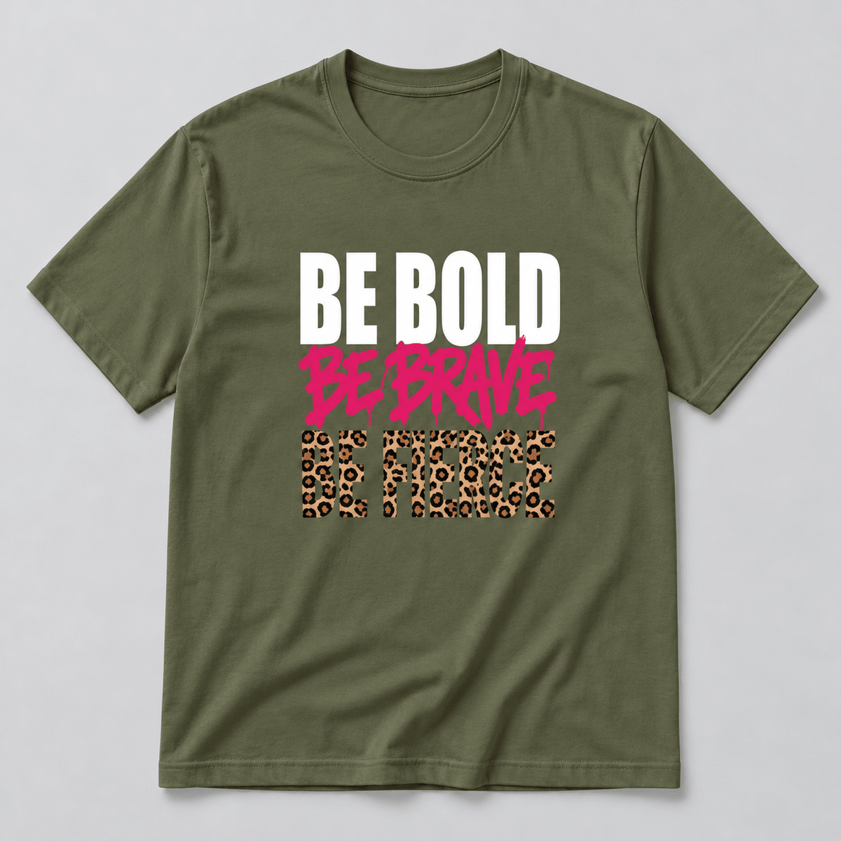 Moda Originals Be Bold full-length T-shirt in Military Green, front view