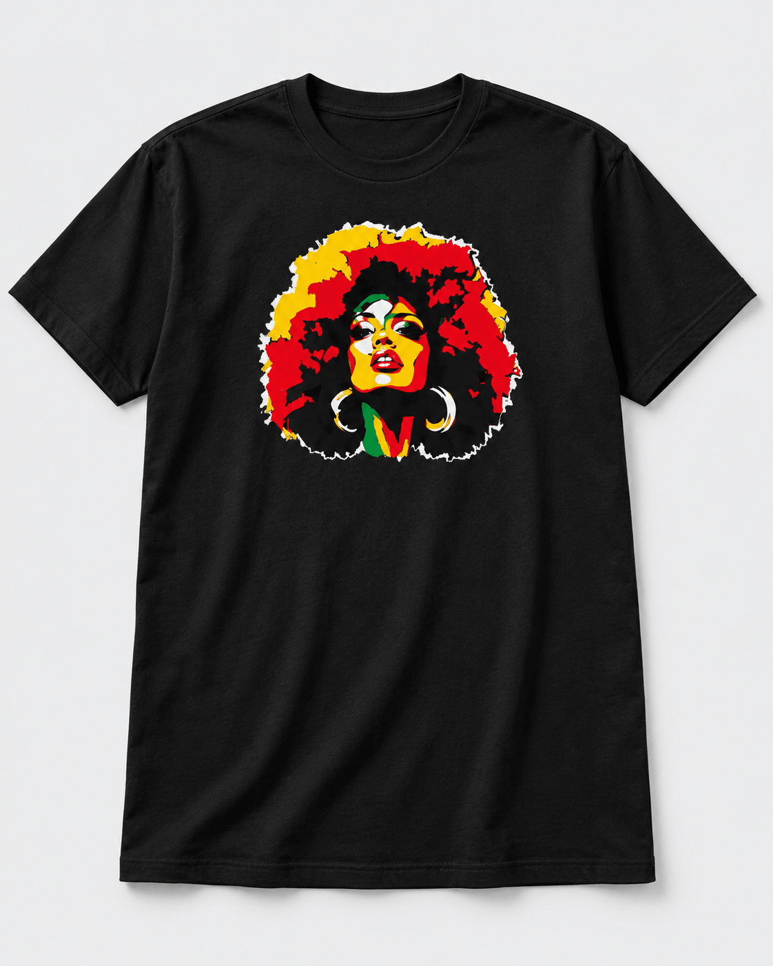 Moda Originals Caribbean Soul full-length T-shirt in Black, front view
