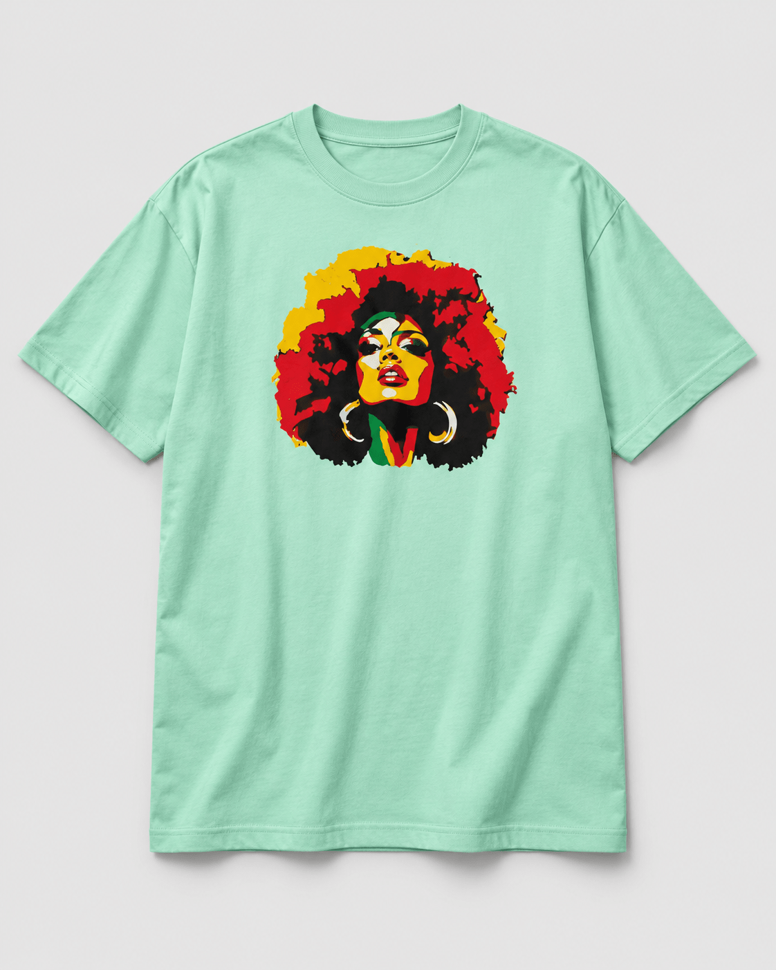 Moda Originals Caribbean Soul full-length T-shirt in Mint, front view