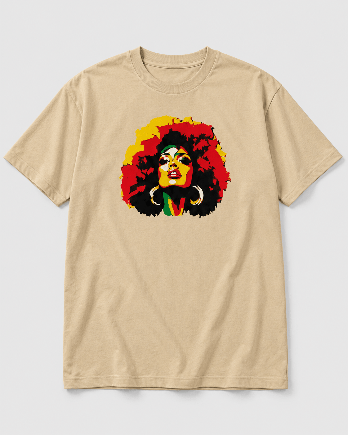 Moda Originals Caribbean Soul full-length T-shirt in Sand, front view