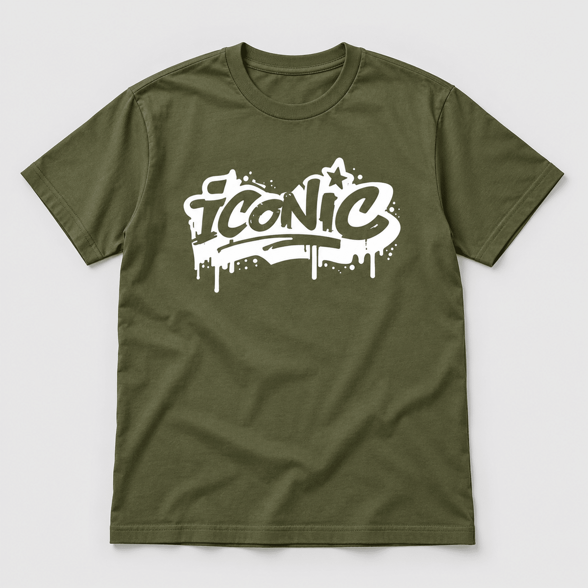 Moda Originals Iconic full-length T-shirt in Military Green, front view
