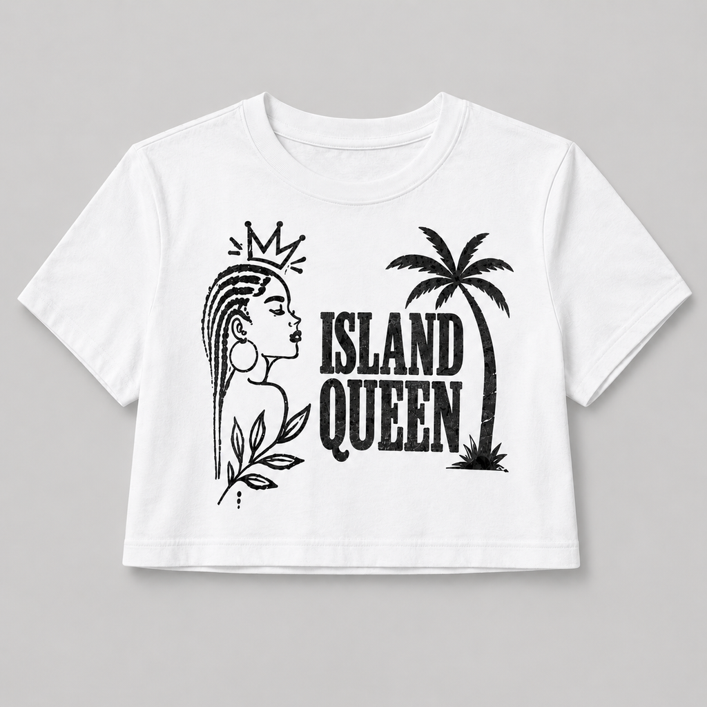 Moda Originals Island Queen Cropped Graphic Tee White