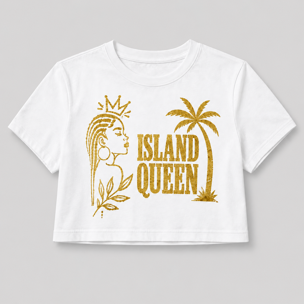 Moda Originals Island Queen Cropped Graphic Tee White