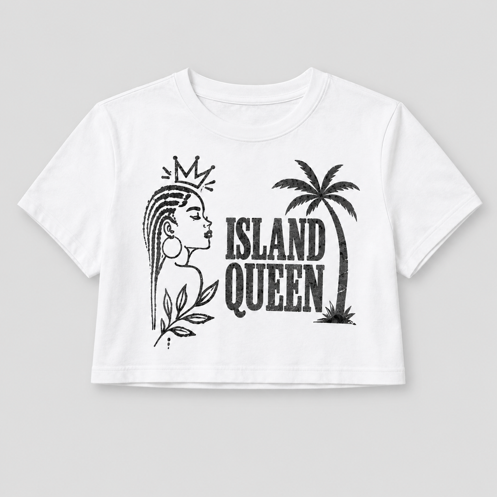 Moda Originals Island Queen Cropped Graphic Tee White