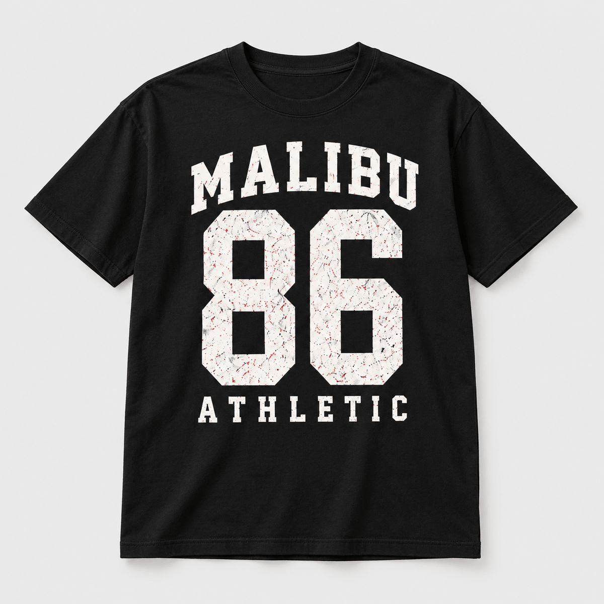 Moda Originals Malibu 86 full-length T-shirt in Black, front view