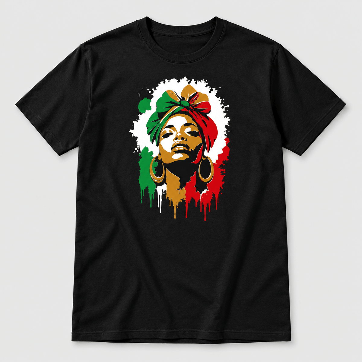Moda Originals Roots & Rhythm full-length T-shirt in Black, front view