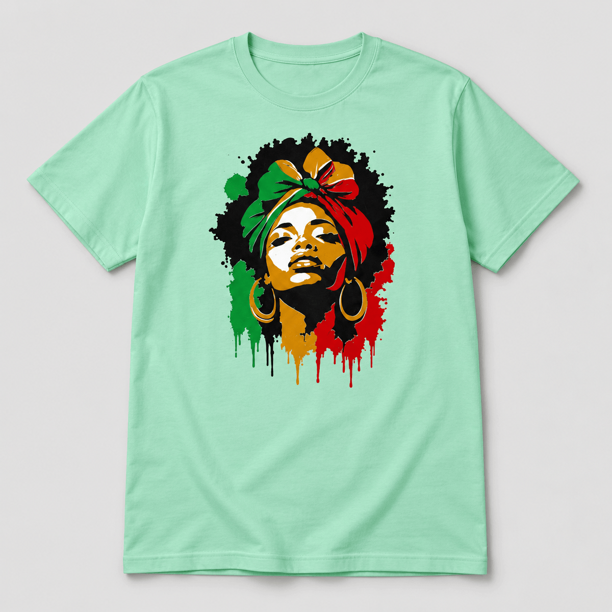Moda Originals Roots & Rhythm full-length T-shirt in Mint, front view