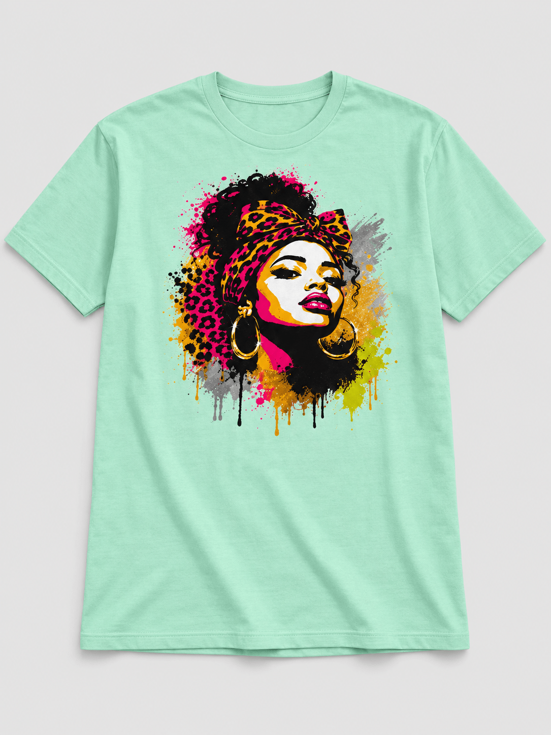 Moda Originals Wild Spirit full-length T-shirt in Mint, front view