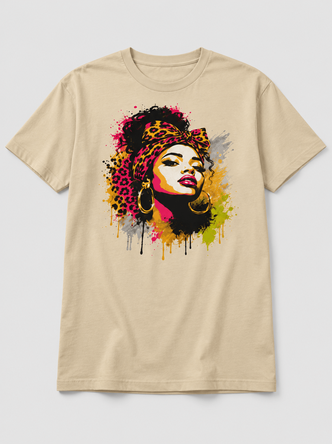 Moda Originals Wild Spirit full-length T-shirt in Sand, front view