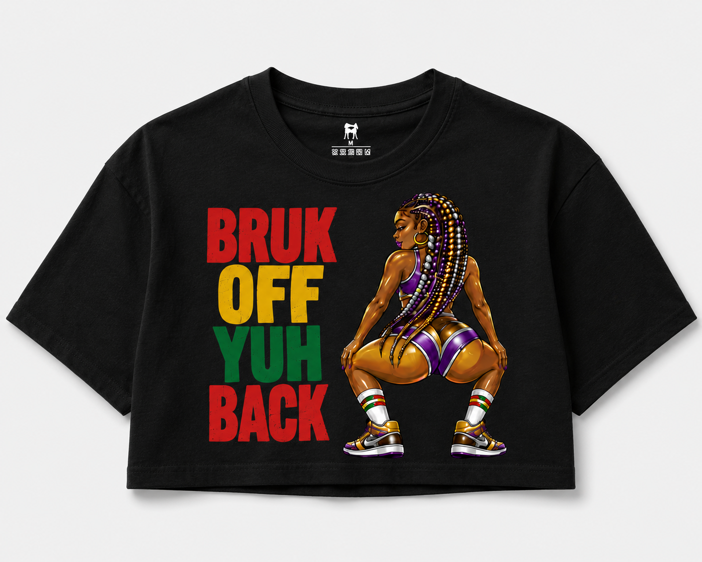 Bruk Off Yuh Back Graphic T-Shirt | Full Size & Cropped Carnival Tee | White