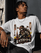 Ape Street Apezilla graphic T-shirt featuring bold Japanese kaiju-inspired monster artwork.