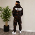 Urban Avenue Bleach Wash Tracksuit – Black/Brown Oversized Hoodie & Joggers Set