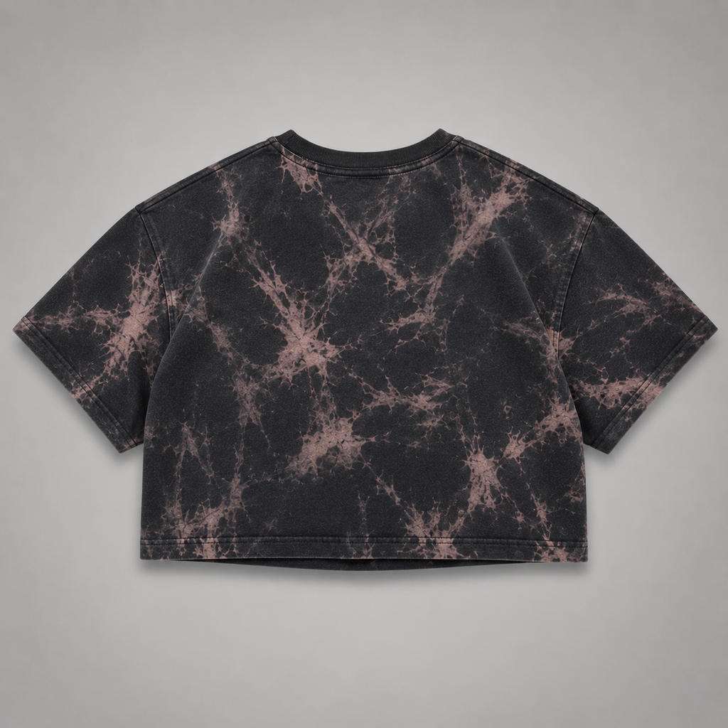 Iconic Bleach Tie-Dye Charcoal Cropped Graphic T-Shirt