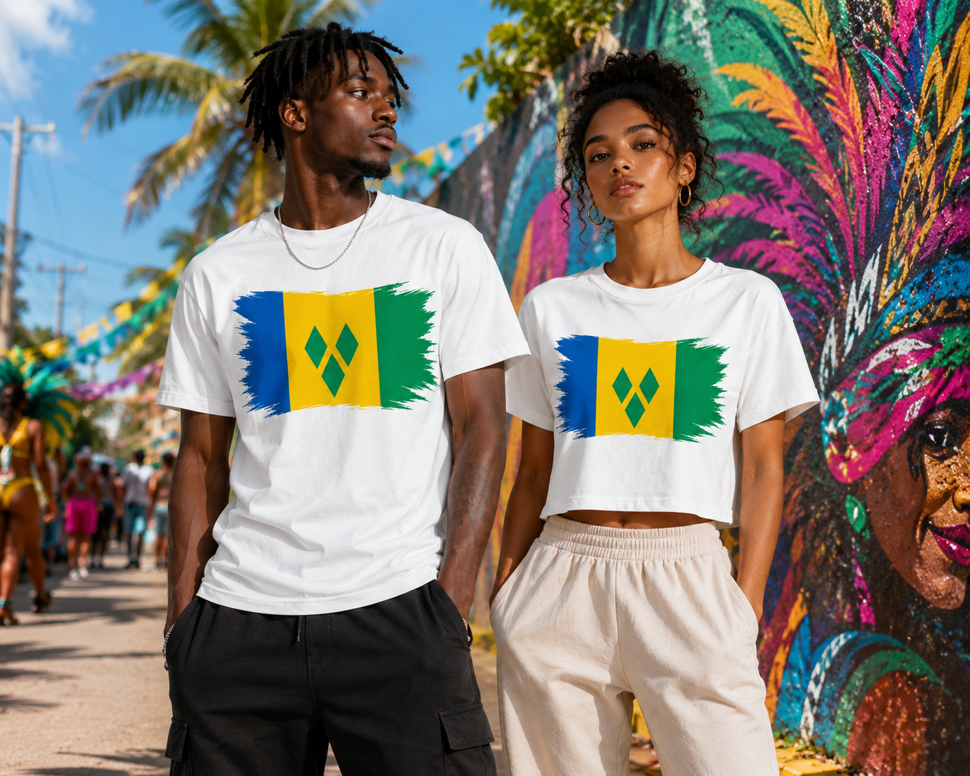 Wear Your Flag Caribbean Graphic T-Shirt | Full Size & Cropped Tee