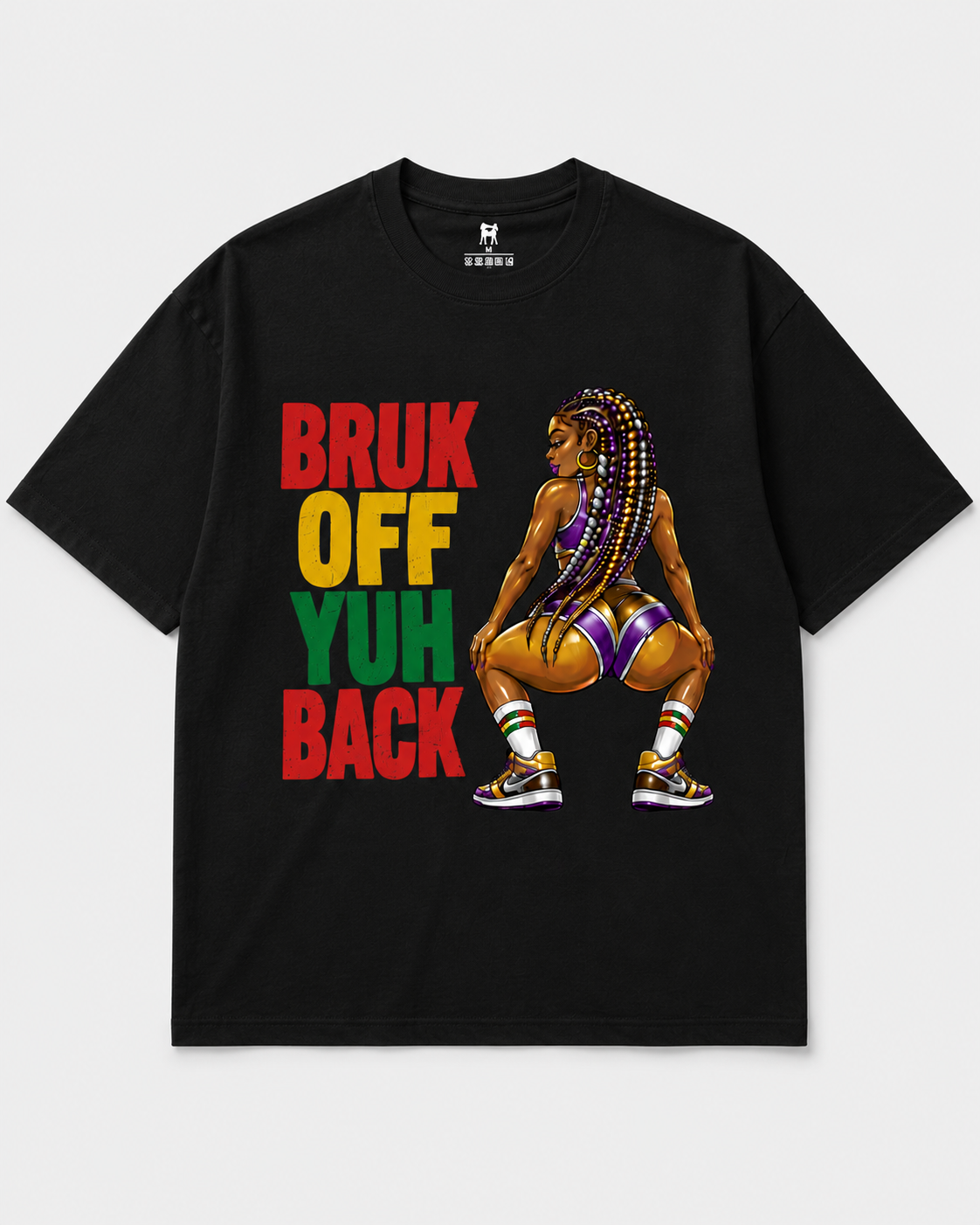 Bruk Off Yuh Back Graphic T-Shirt | Full Size & Cropped Carnival Tee | White