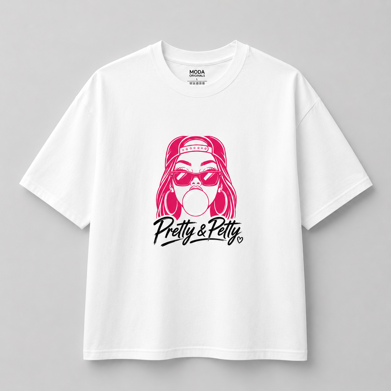Pretty & Petty Women's Graphic Pink Streetwear Full Size / Crop Tee