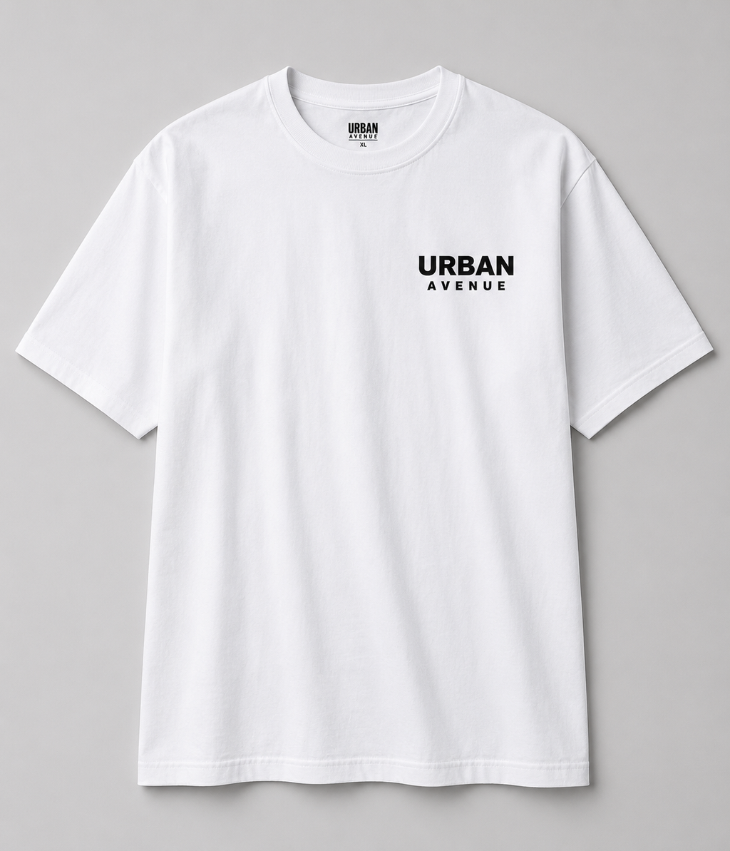 Urban Avenue Oversized Shoulder Print T-Shirt | White | Premium Streetwear Tee