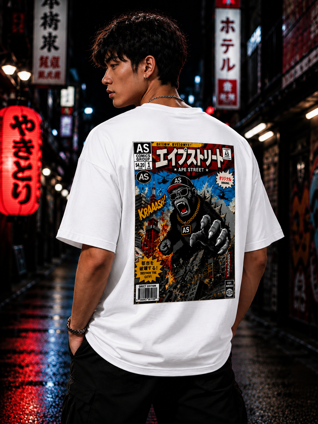 Ape Street Apezilla Comic Book Graphic T-Shirt