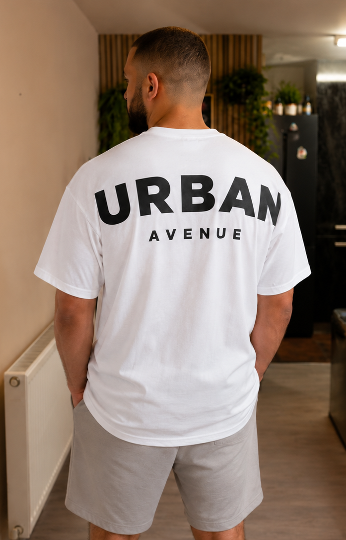 Urban Avenue Oversized Shoulder Print T-Shirt | White | Premium Streetwear Tee