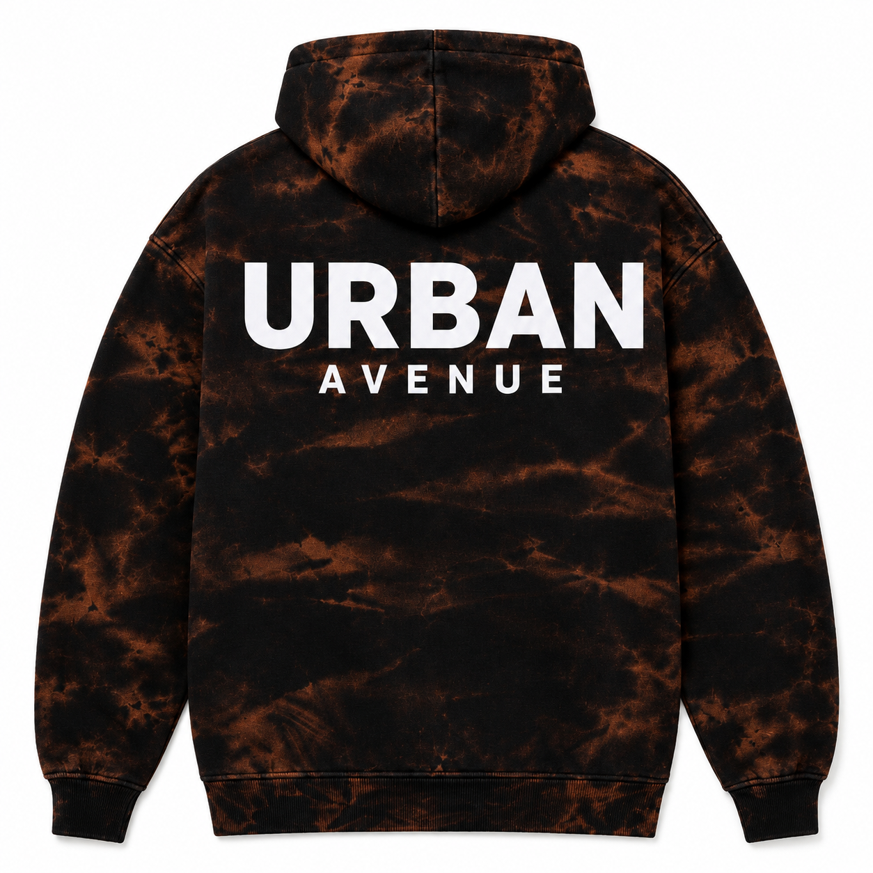Urban Avenue Bleach Wash Tracksuit – Black/Brown Oversized Hoodie & Joggers Set