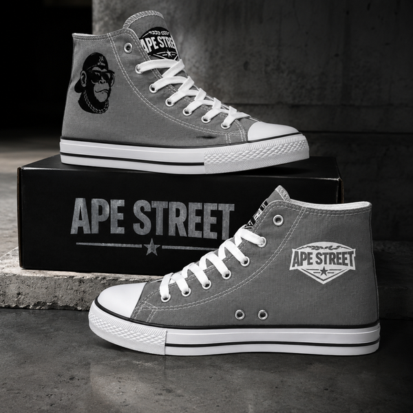Ape Street OG Chimp High-Top Canvas Trainers – Grey