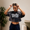 Iconic Bleach Tie-Dye Charcoal Cropped Graphic T-Shirt