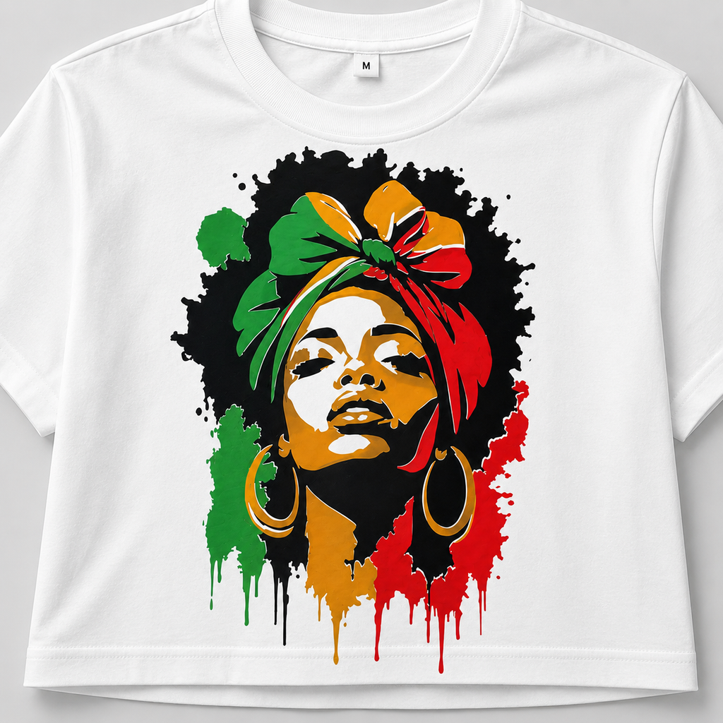 Roots & Rhythm – Afro Pop Cropped Graphic T-Shirt