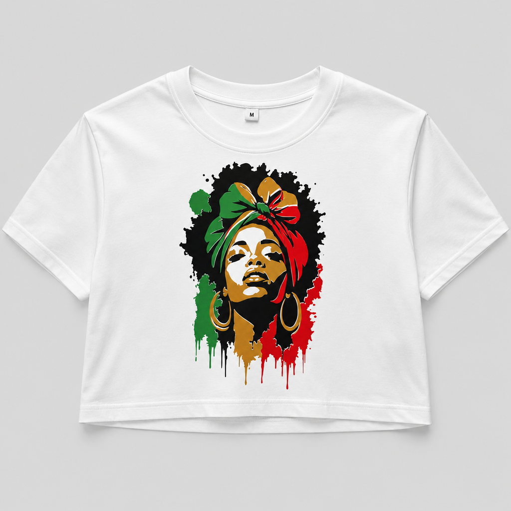 Roots & Rhythm – Afro Pop Cropped Graphic T-Shirt