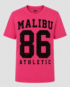 Moda Originals Malibu 86 pink athletic graphic T-shirt in Size L with a bold varsity-inspired design.