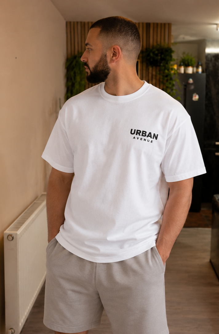 Urban Avenue Oversized Shoulder Print T-Shirt | White | Premium Streetwear Tee