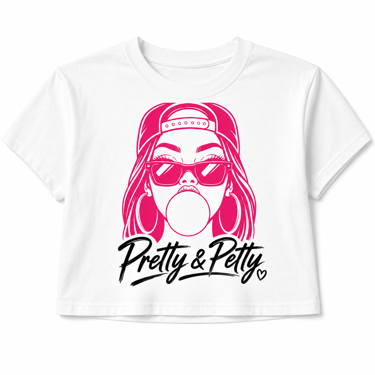 Pretty & Petty Women's Graphic Pink Streetwear Full Size / Crop Tee