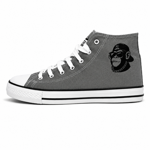 Ape Street OG Chimp High-Top Canvas Trainers – Grey