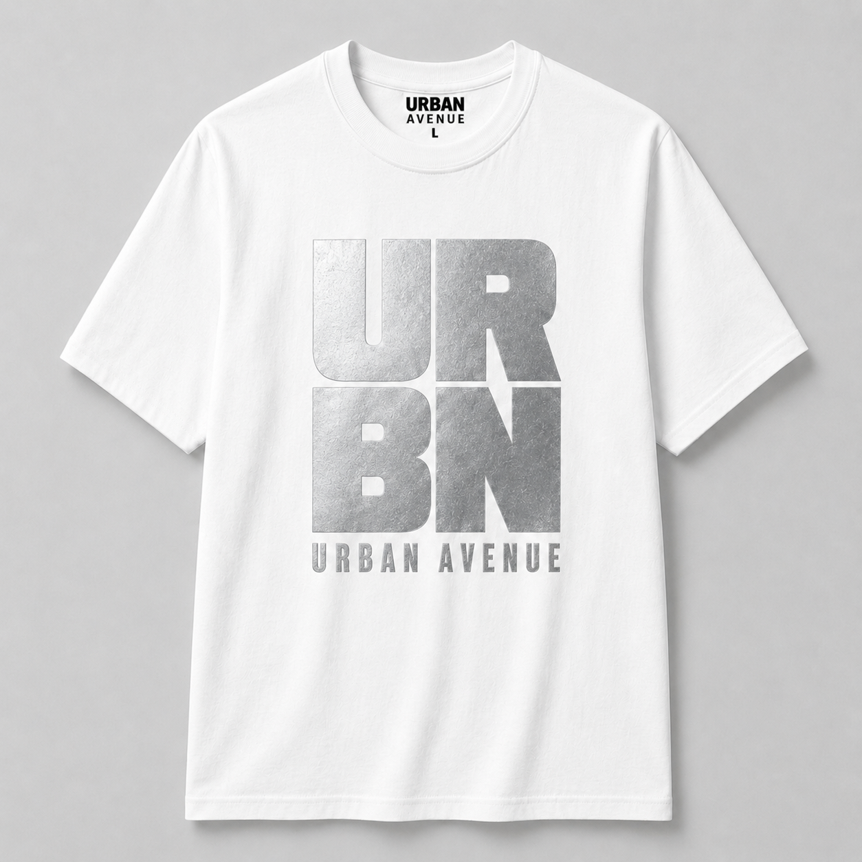 Urban Avenue URBN Graphic Silver on White Tee