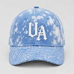 Urban Avenue light blue bleach wash baseball cap front view
